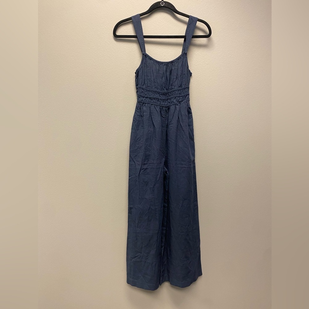 NWT Madewell Linen Blend Sophie Tank WideLeg Jumpsuit Size XXS Dark Baltic - Picture 7 of 15